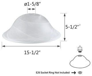 23140-11 Replacement Etched Alabaster Torchiere Lamp Glass(42mm) Shade
