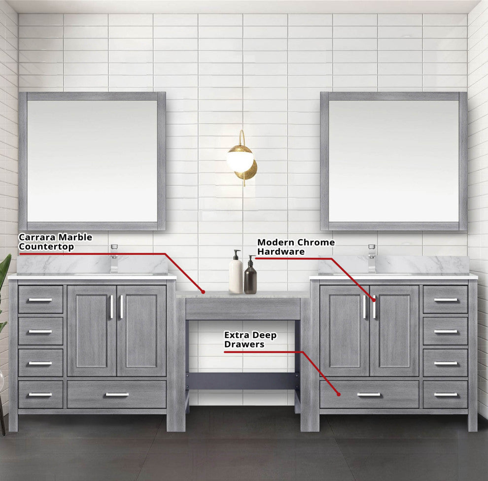 Lexora Coraline Double Bath Vanity Distressed Gray 102 Vanity With Countertop