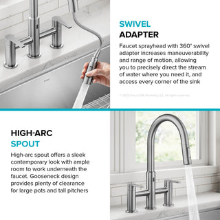 KRAUS Oletto Touchless Sensor Bridge Kitchen Faucet w Pulldown Sprayhead SFS