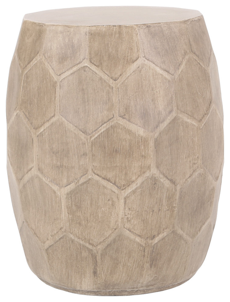 Ardson Outdoor Lightweight Concrete Side Table, Natural Wood