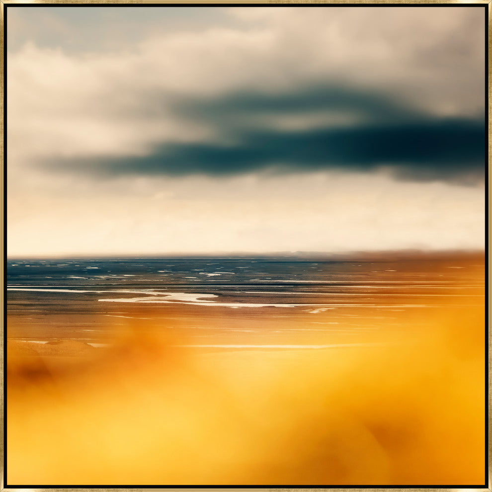 30x30 Land of Iceland, Framed Artwork, Gold