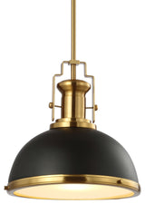 Homer 13"W LED Pendant - Black / Brass Gold
