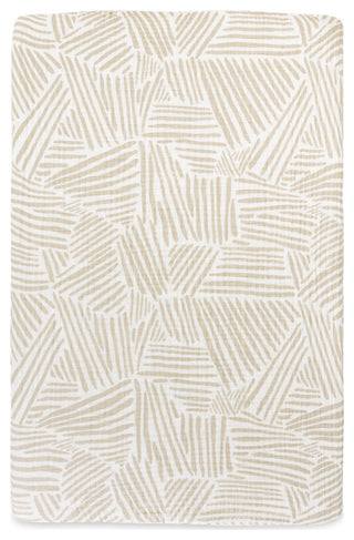 Mini Crib Sheet, GOTS Certified Organic Muslin Cotton, Oat Stripe