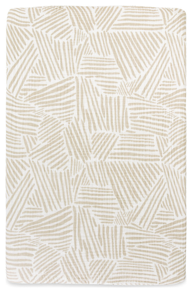 Mini Crib Sheet, GOTS Certified Organic Muslin Cotton, Oat Stripe