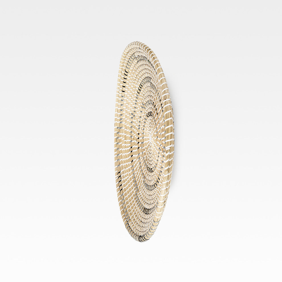 Avel Light Brown Seagrass With Dark Brown String Round Wall Hanging Plate