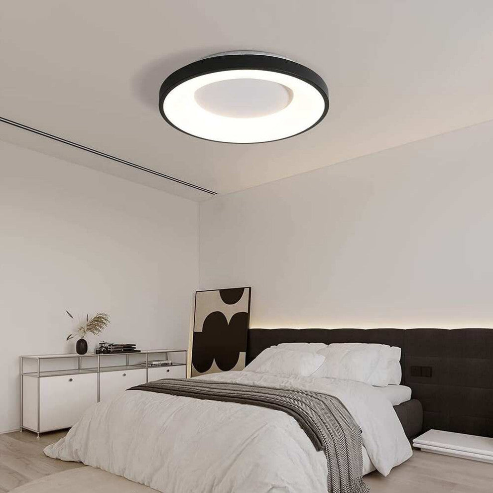 Black Flush Mount Ceiling Light 15" Circle Modern Ceiling Lamp