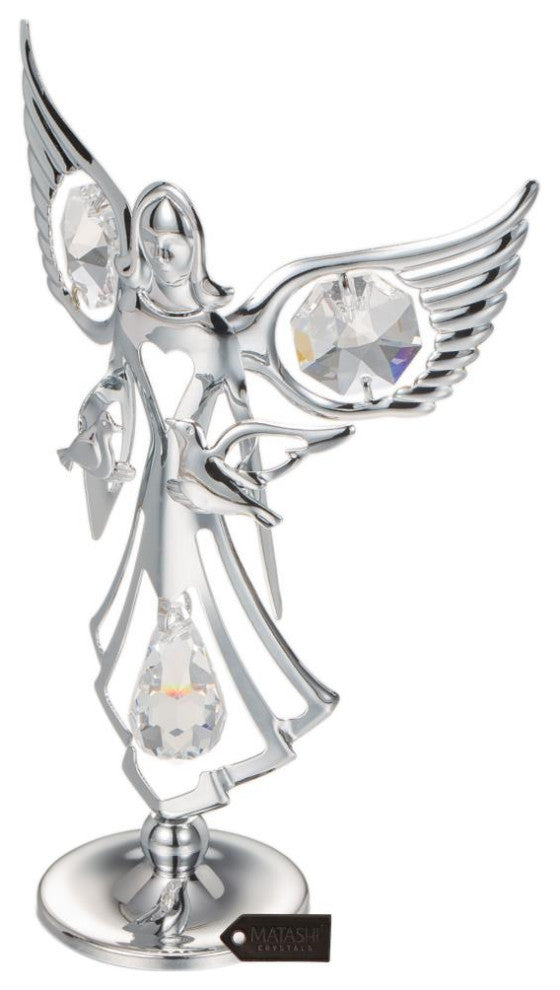 Matashi Chrome Plated Angel w/ Doves Figurine
