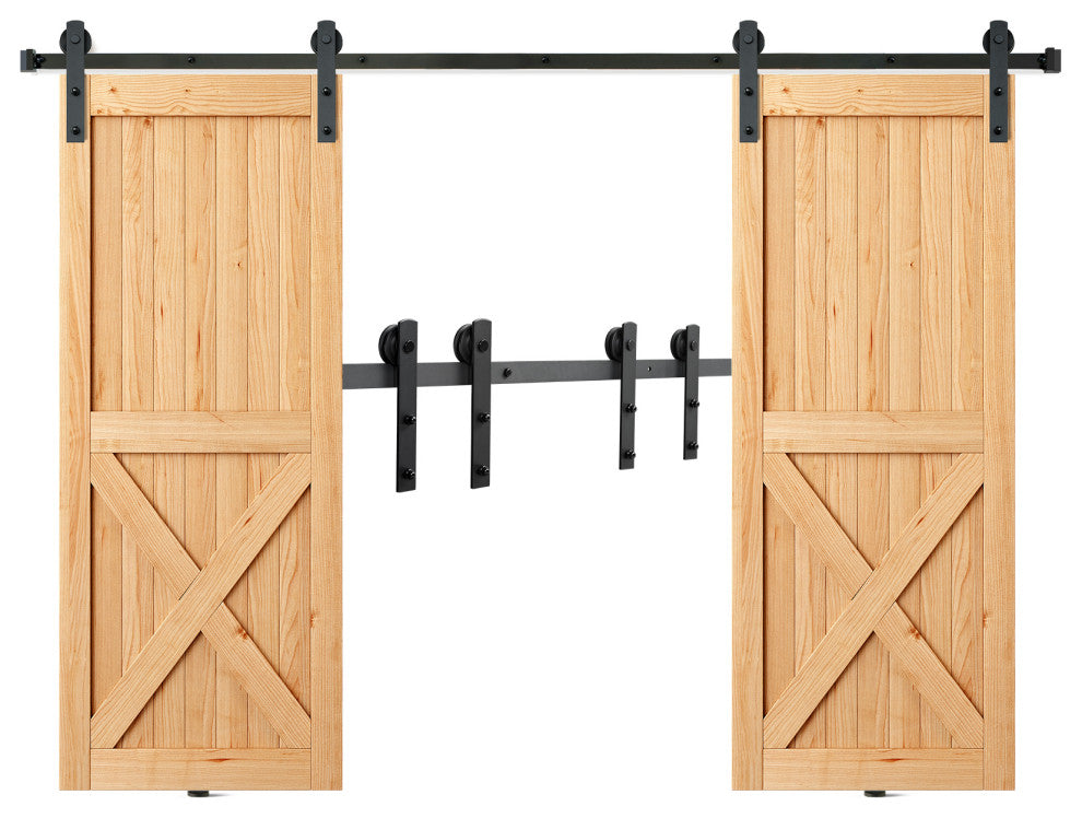 VEVOR 8FT Sliding Barn Door Hardware Closet Track Kit for Double Doors I Hanger