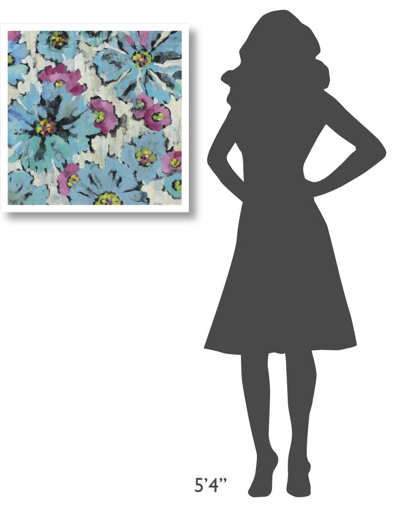 "Graphic Pink and Blue Floral I" Paper Print by Silvia Vassileva, 26"x26"