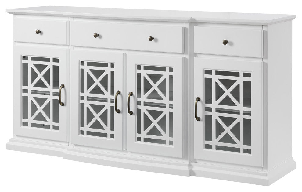 60" Tiered Fretwork Sideboard, White