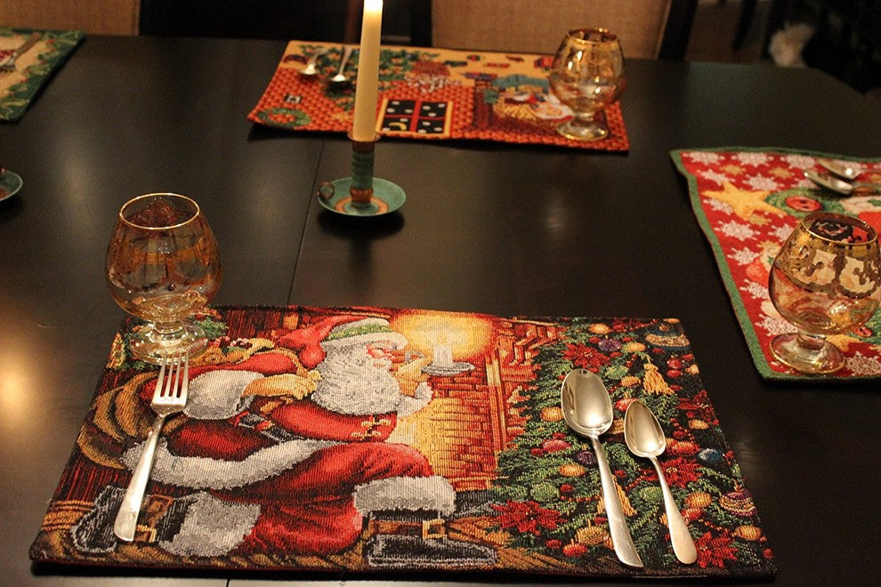 Tapestry Festive Christmas Holiday Down The Chimney Placemats, Set Of 4