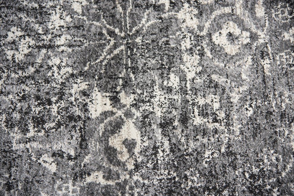 Panache PN6971 Gray Central Medallion Floral Area Rug, Runner 2'3"x7'7"