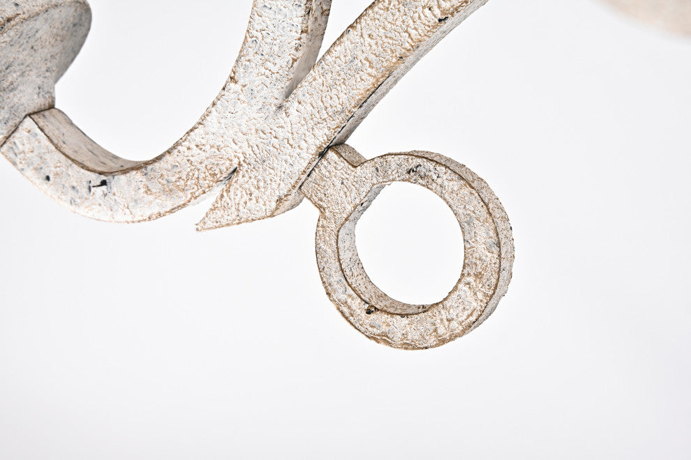 5-Light Distressed Antique White Farmhouse Chandelier Glam