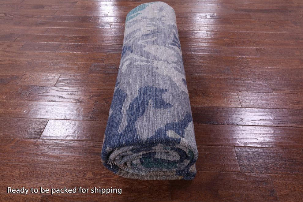 8' 11" X 11' 9" Abstract Handmade Wool Rug Q8578