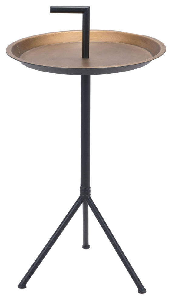 Sofa Side Table, Round, Steel Metal, Gold, Black, Lounge Cafe Lobby Hospitality