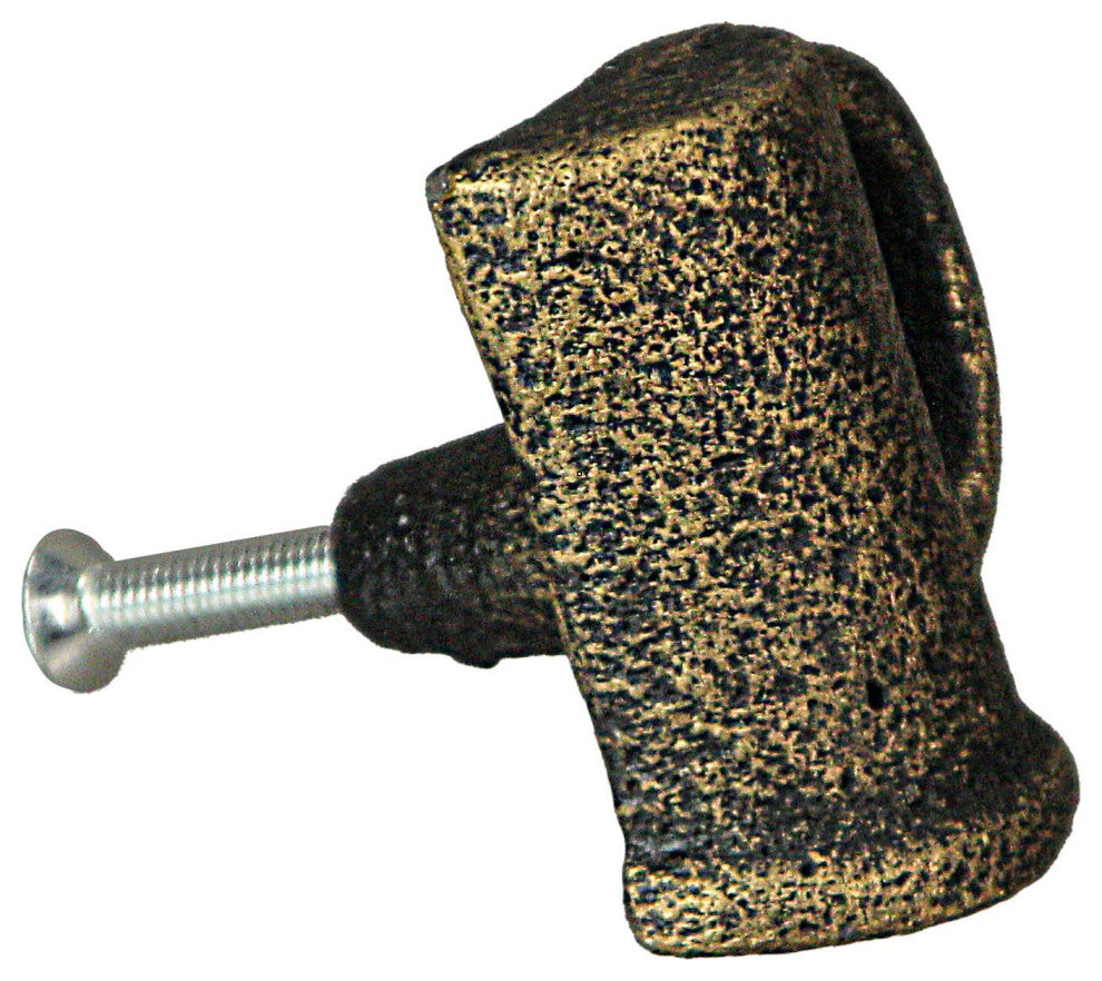Antique Gold Finish Cast Iron Beer Mug Cabinet Knob Drawer Pulls Set of 6