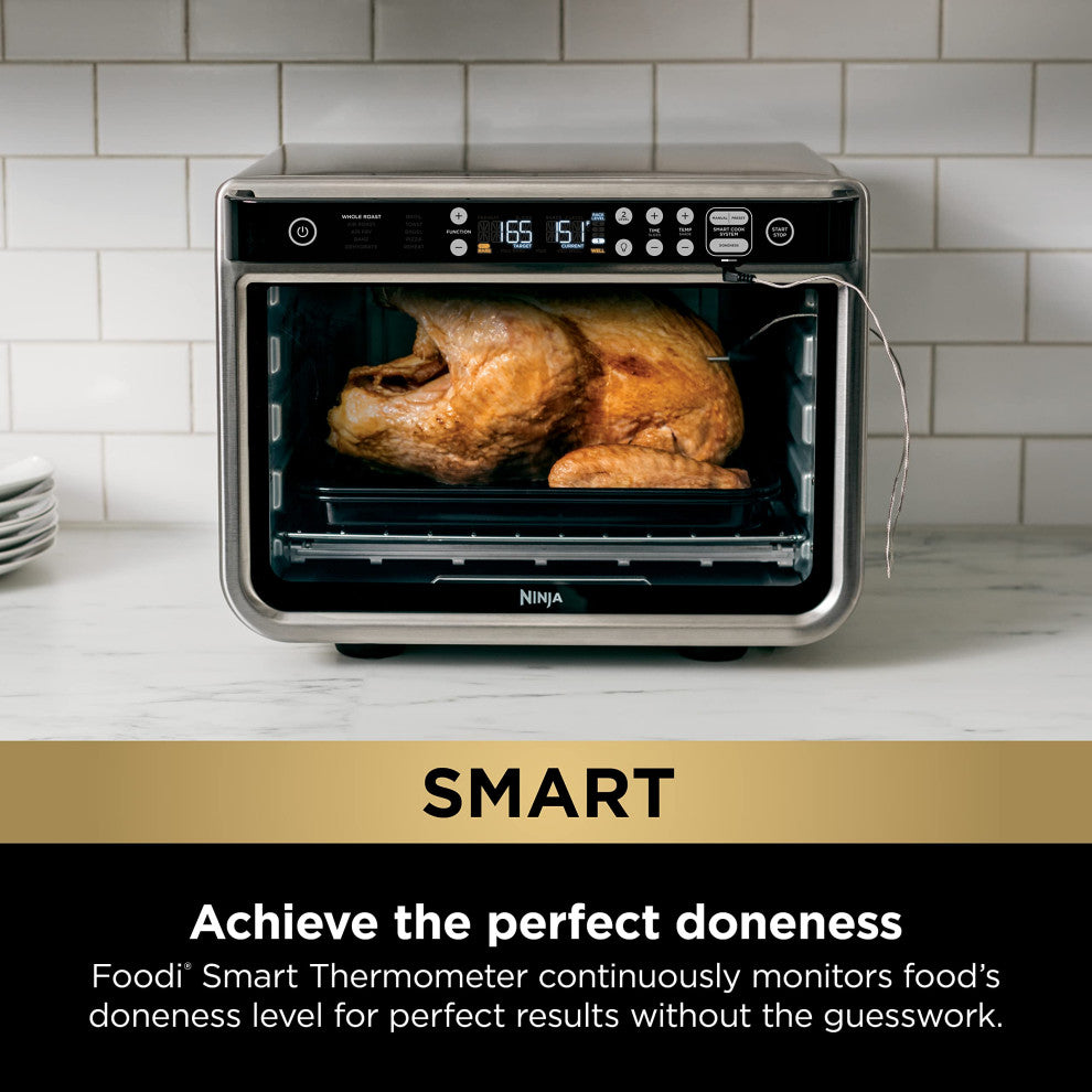 DT202BK Foodi 8-in-1 XL Pro Air Fry Oven, Large Countertop Convection Oven, Silver, Convection Toaster Oven With Thermometer