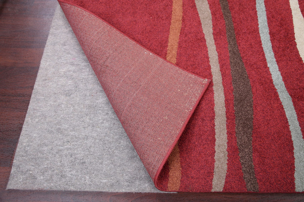 Modern Stripe Carpet Oriental Wool Traditional Turkish Area Rug, Red, 9'1"x6'7