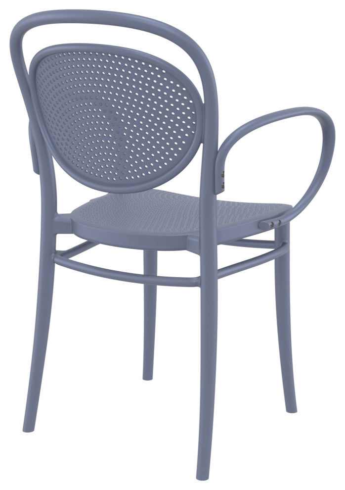 Marcel XL Resin Outdoor Arm Chair Dark Gray, Set of 2