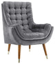 Suggest Button Tufted Upholstered Velvet Lounge Chair, Gray