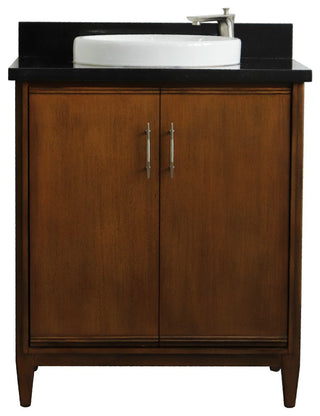 31" Single Sink Vanity, Walnut Finish With Black Galaxy Granite