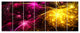 Yellow Pink Colorful Fireworks, Abstract Canvas Art Print, 83"x32", 7 Panels