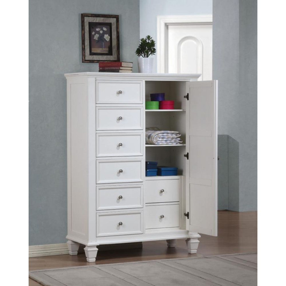 Wood Chest with 8 Drawers, White