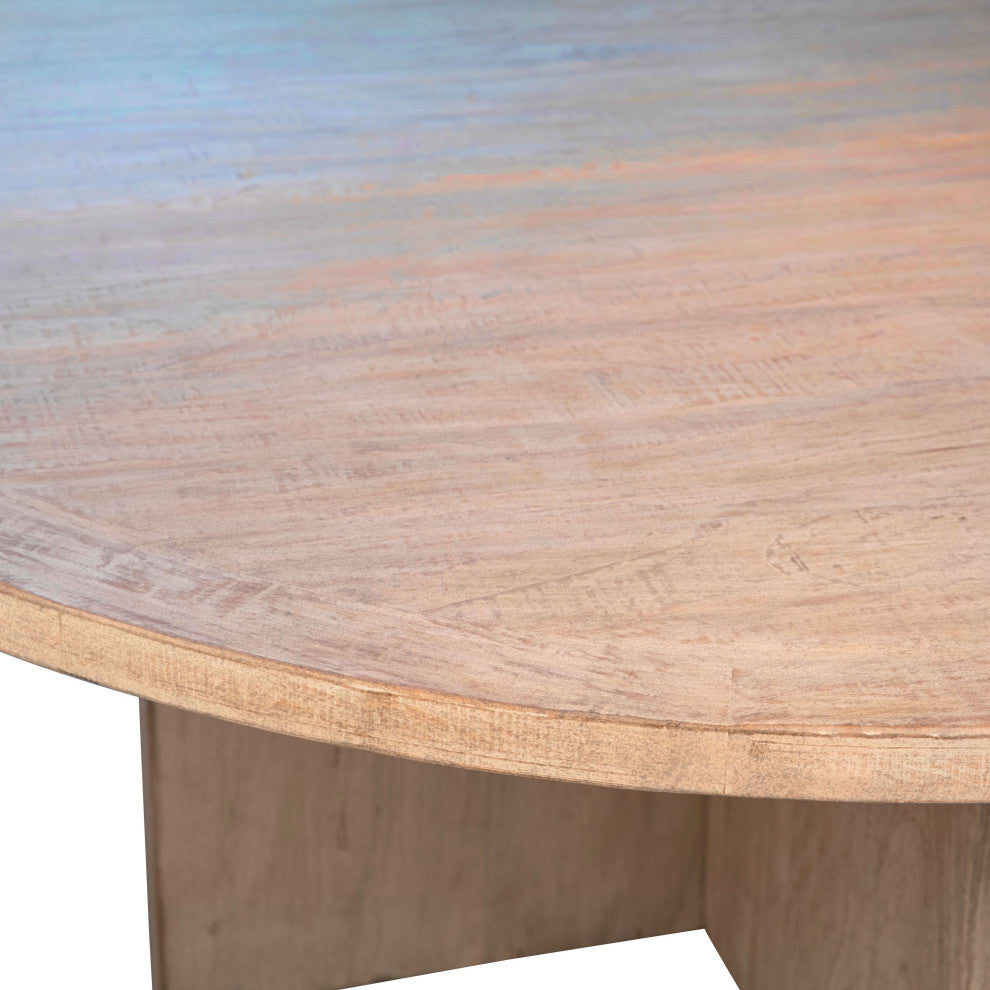 Brooks 72" Round Reclaimed Pine Dining Table With Cross Base, Light Warm Wash