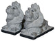 11"Stone Chinese Lion Couchant Statue Set