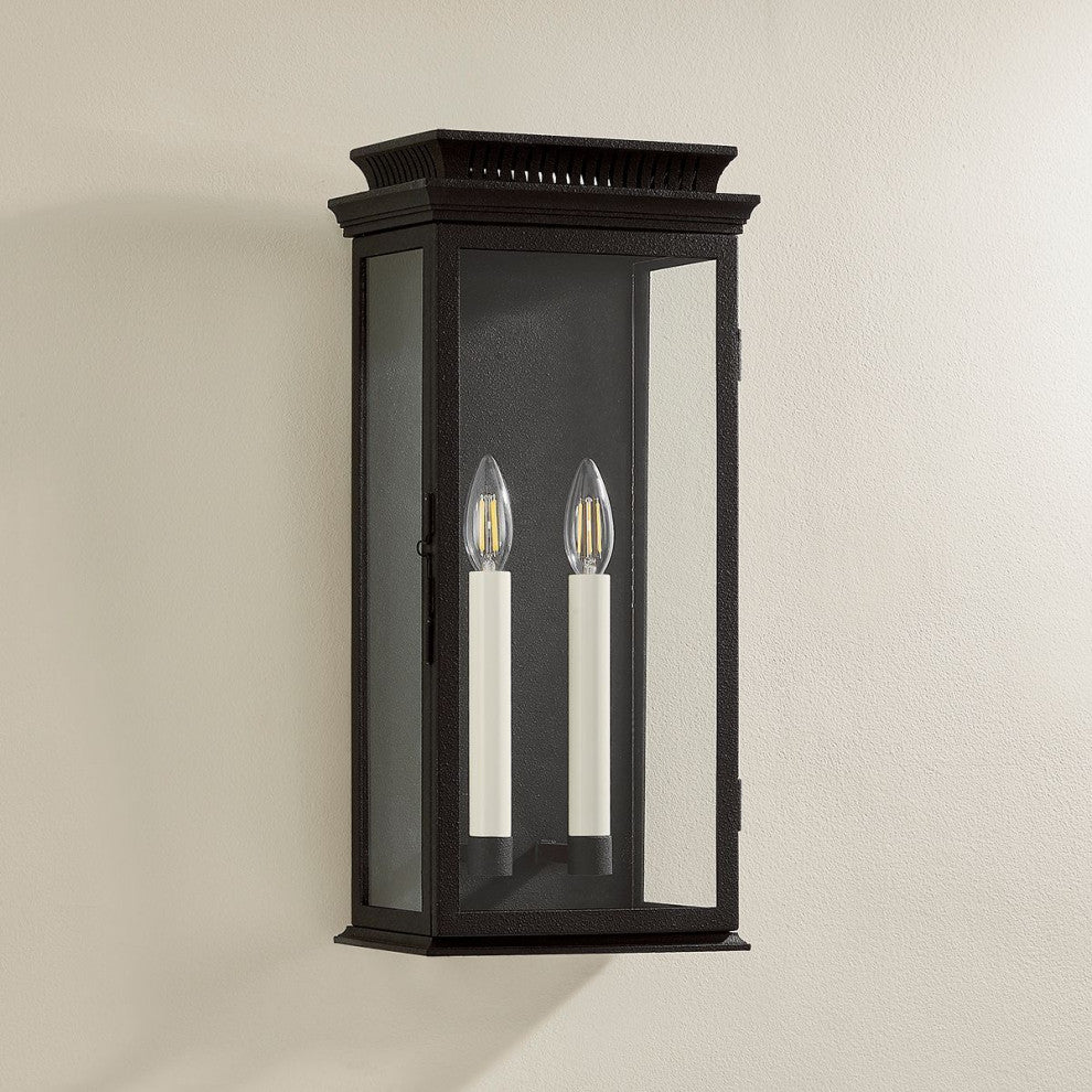 Louie Exterior Wall Sconce, Forged Iron