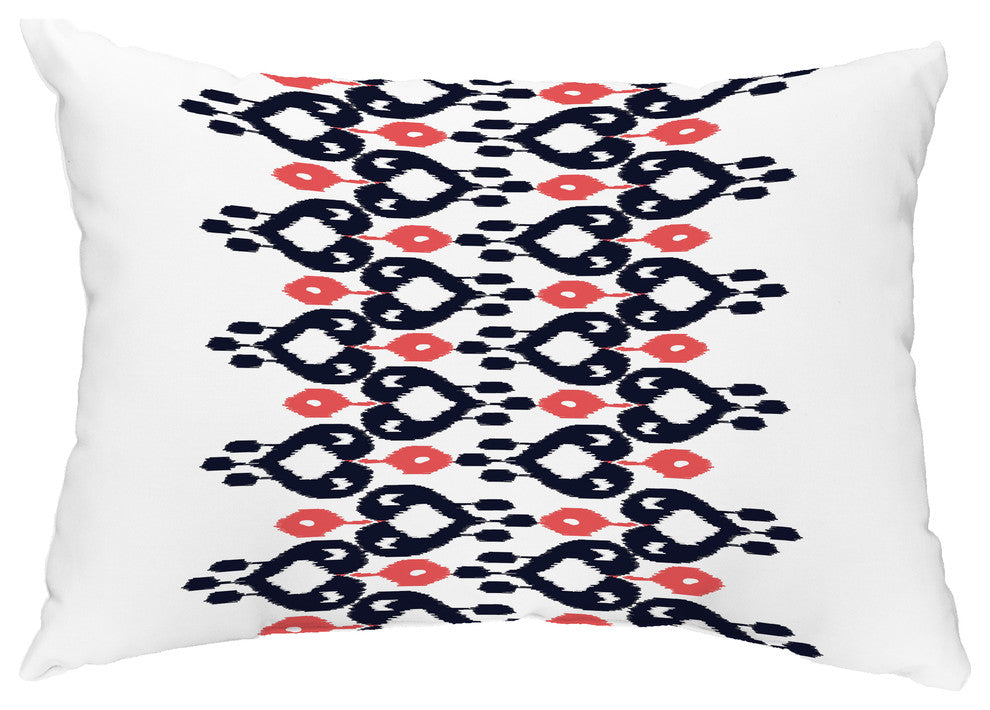 Boho Chic 14"x20" Decorative Abstract Outdoor Throw Pillow, Navy Blue