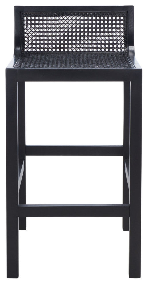 Safavieh Saito Lowback Cane Center Stool, Black