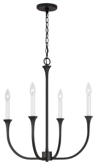 Decklan Four Light Chandelier in Black Iron