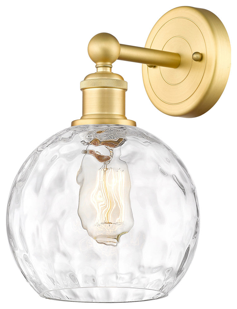Athens Water Glass 1 Light Wall Sconce, Satin Gold, Clear Glass