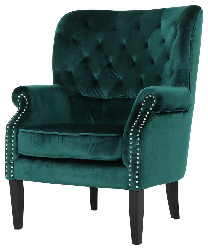 GDF Studio Tommen Tufted Back New Velvet Club Chair, Teal