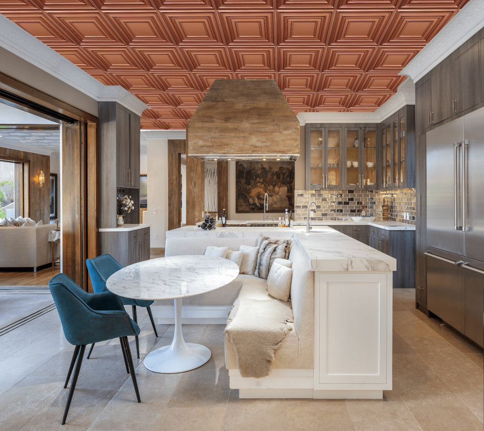 Copper 3D Ceiling Panels, 2'x2', 4 Sq Ft