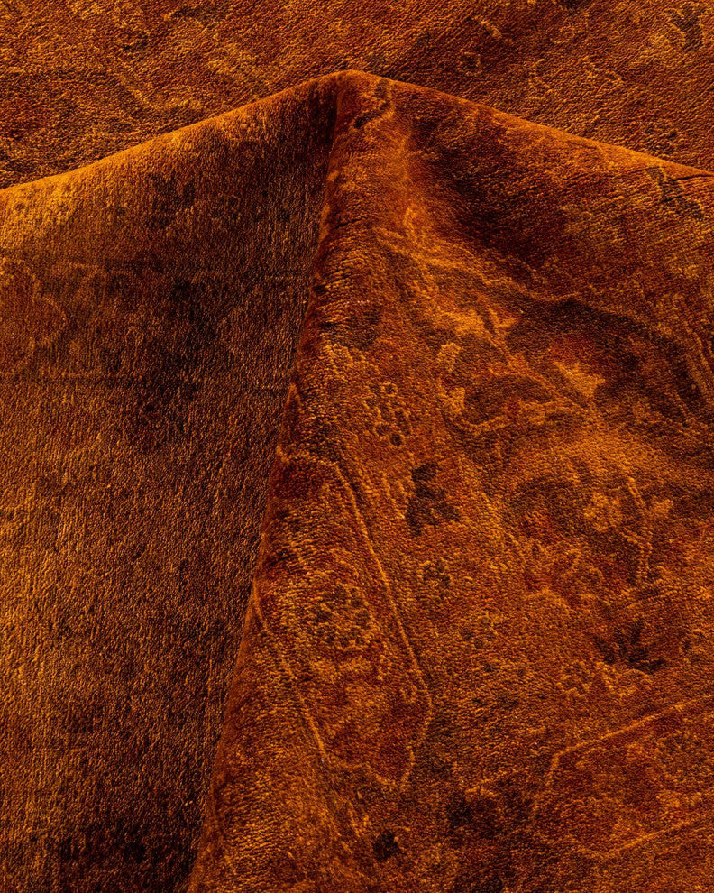 Overdyed, One-of-a-Kind Hand-Knotted Area Rug Brown, 9'3"x11'10"