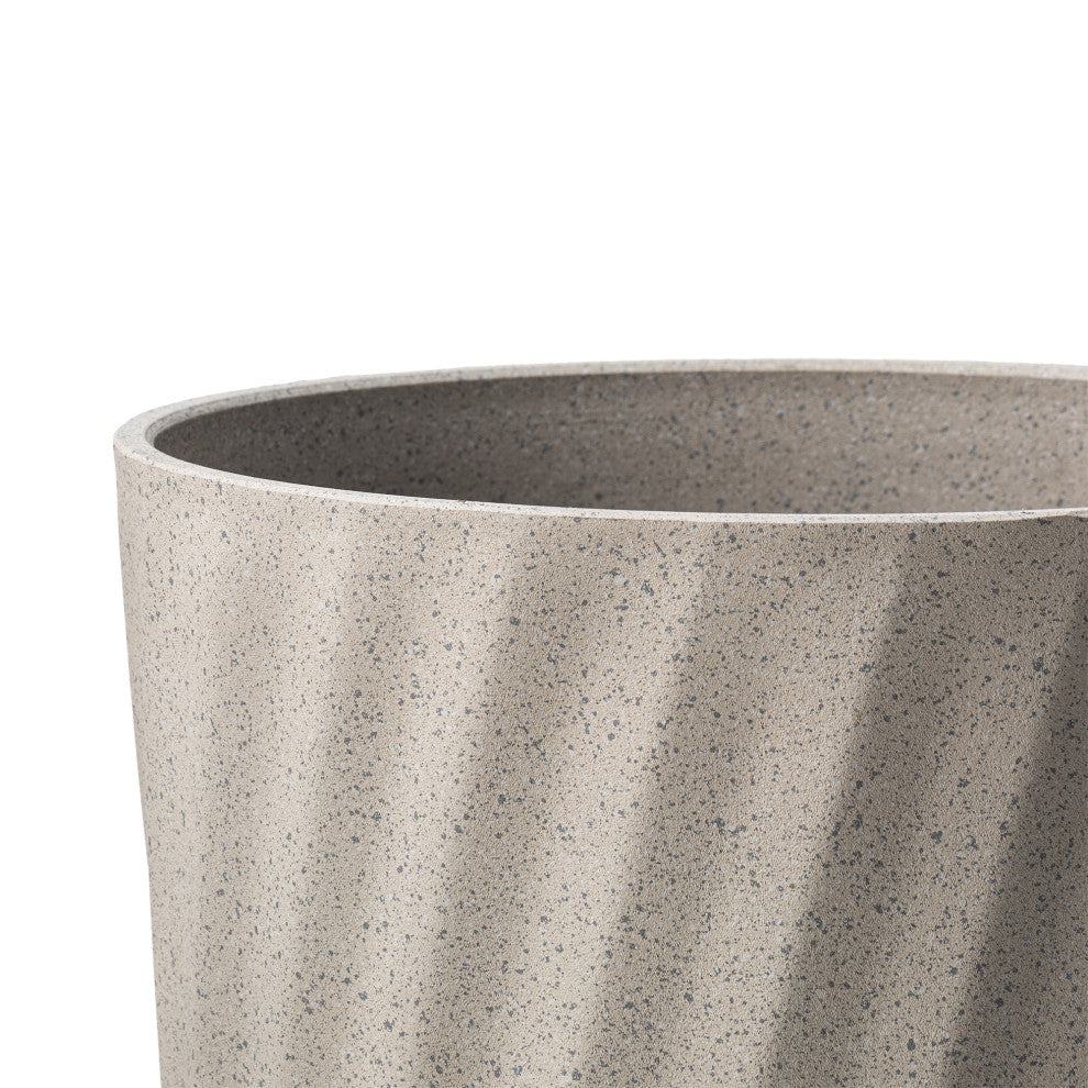 24"H Terrazzo Wave Textured Ceramic Planters, Set of 2