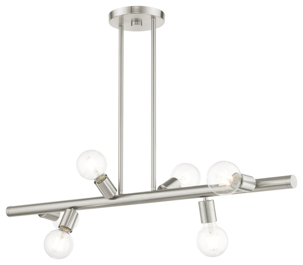 Brushed Nickel Modern, Urban, Scandinavian, Linear Chandelier