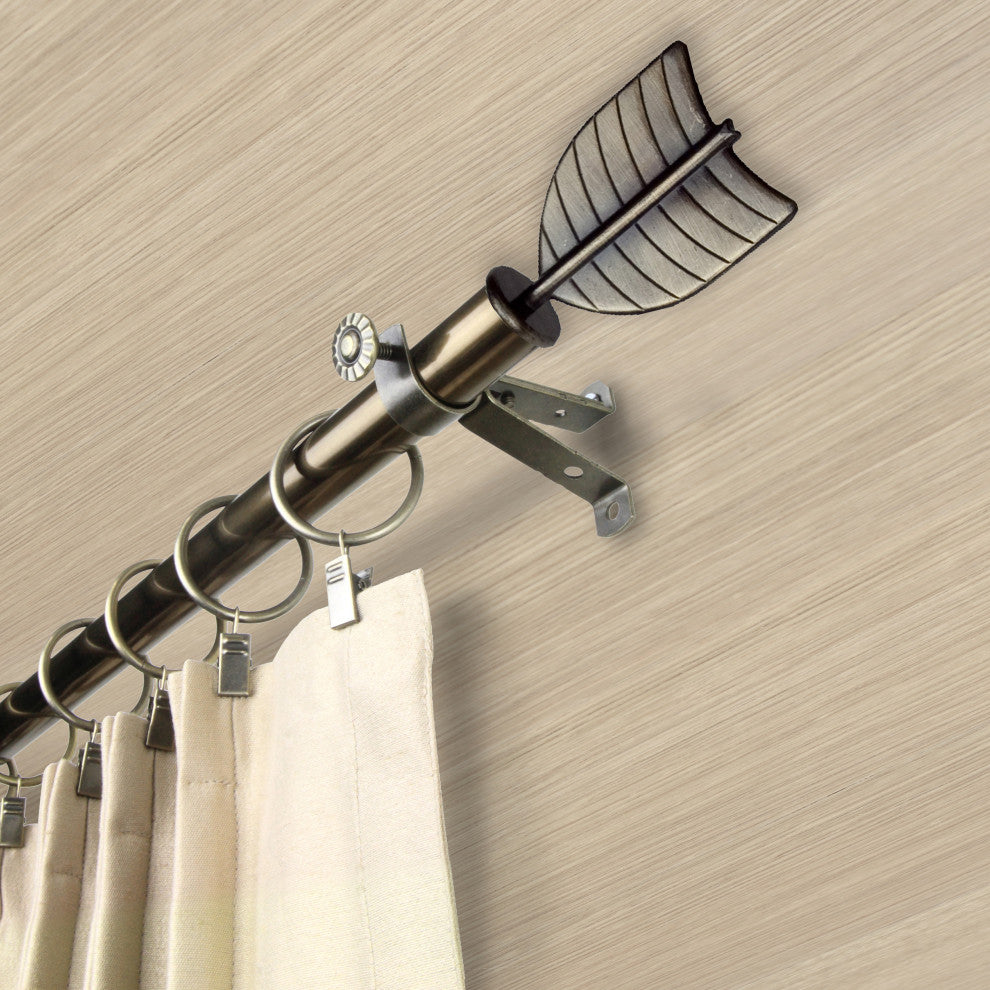 William 13/16" Diameter Curtain Rod, Antique Brass, 18-28"