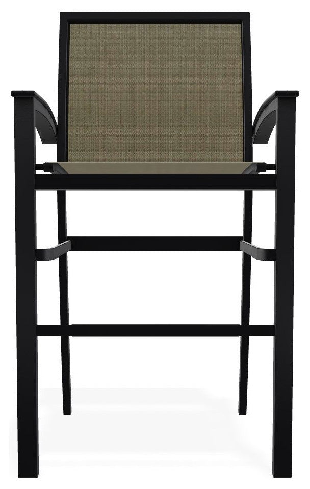 Bazza Sling Bar Height Stackable Outdoor Stool, Elevation Stone/Black