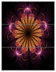 "Glittering Gold Purple Fractal Flower" Metal Wall Art, 3 Panels, 28"x36"