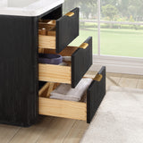 Vinnova Cadiz Bath Vanity, Composite Stone Top, Black, 24", No Mirror