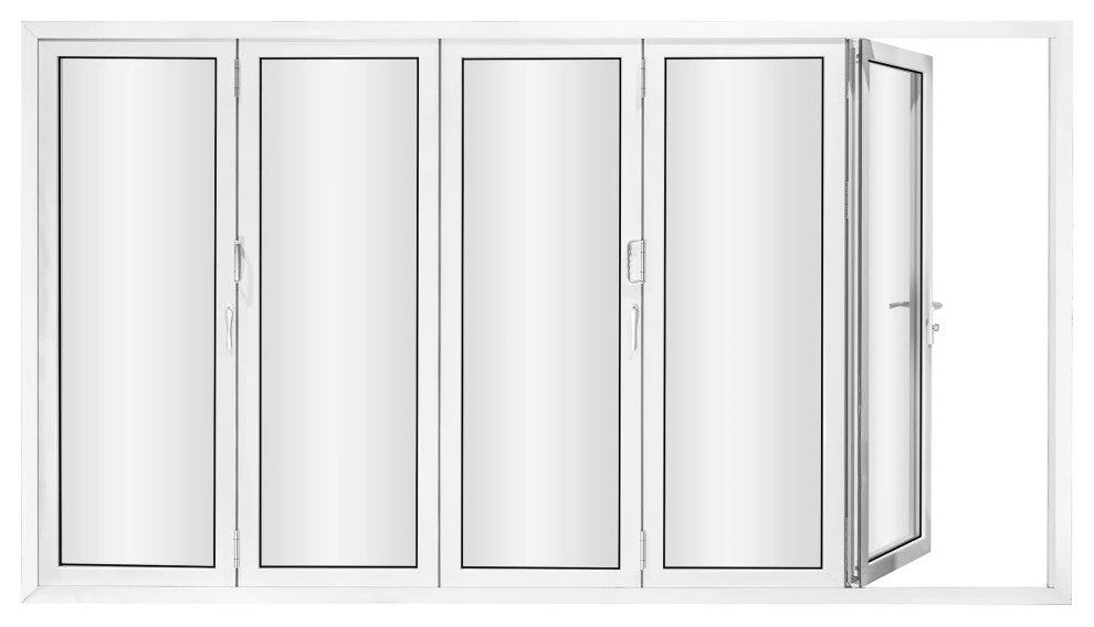 Patio Bi-Fold Door Open Left to Right 144"x80", White Color, Low E Glass