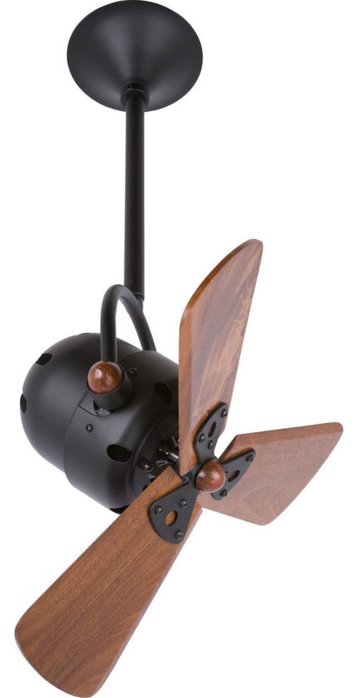 Bianca 16" Fan, Bronzette, Wood Blades, Black