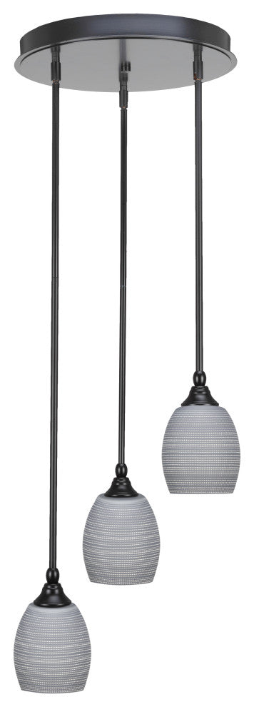 Empire 3-Light Cluster Pendalier, Matte Black/Gray Matrix
