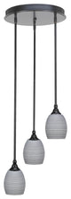 Empire 3-Light Cluster Pendalier, Matte Black/Gray Matrix