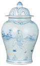Blue White Porcelain Temple Jar Old Man Motif