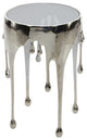 Urban Designs Melting Metal 25" Metallic Drip Design Accent Table, Silver