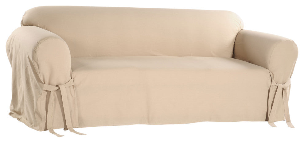 Classic Slipcovers Cotton Duck 1-Piece Loveseat Slipcover, Khaki